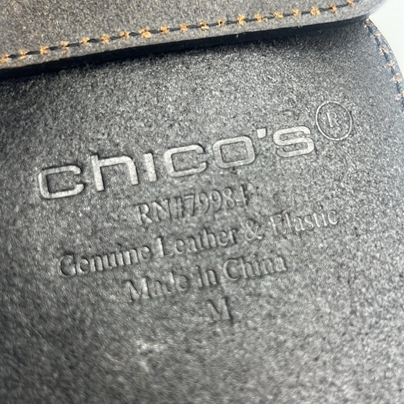 VTG Chico leather braid elastic black belt with enamel buckle size M statement - Picture 5 of 15